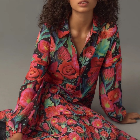 NWT Farm Rio Pleated Drop-Waist Maxi Dress Size XL - Picture 6 of 6